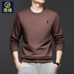 小马标纯棉卫衣男2025秋季新款圆领刺绣时尚休闲男士打底衫批发