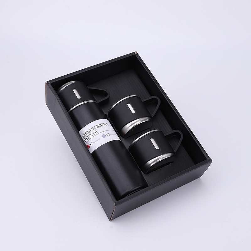 Una taza de tres tapa taza de vacío de acero inoxidable traje portátil cubierta recta taza de vacío conveniente taza de aislamiento de té de doble propósito