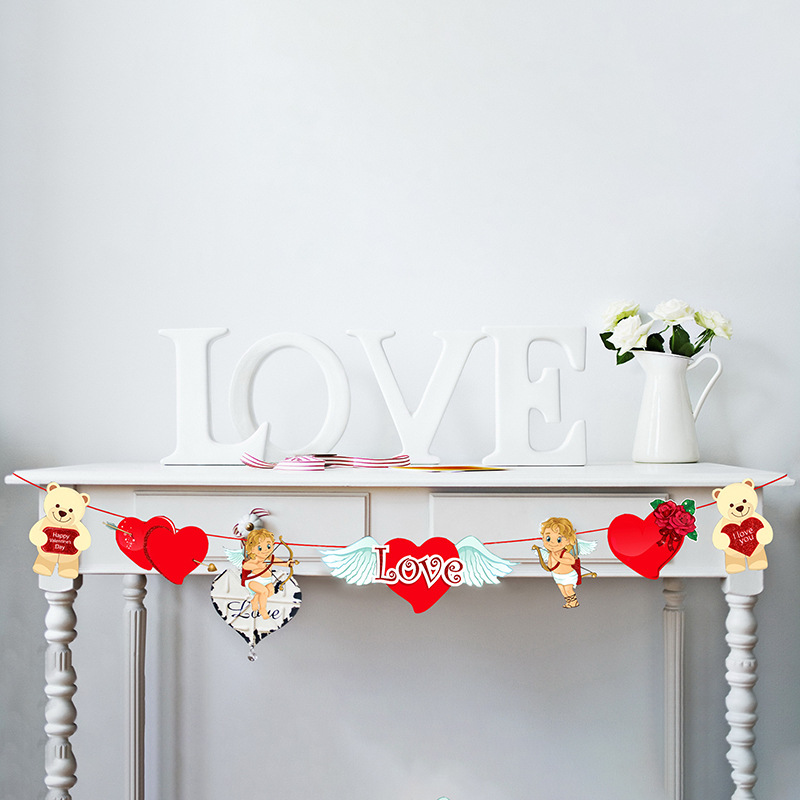 Romántico qixi día de San Valentín papel pull bandera tire flor centro comercial Hotel diseño Festival decoración suministros banner al por mayor