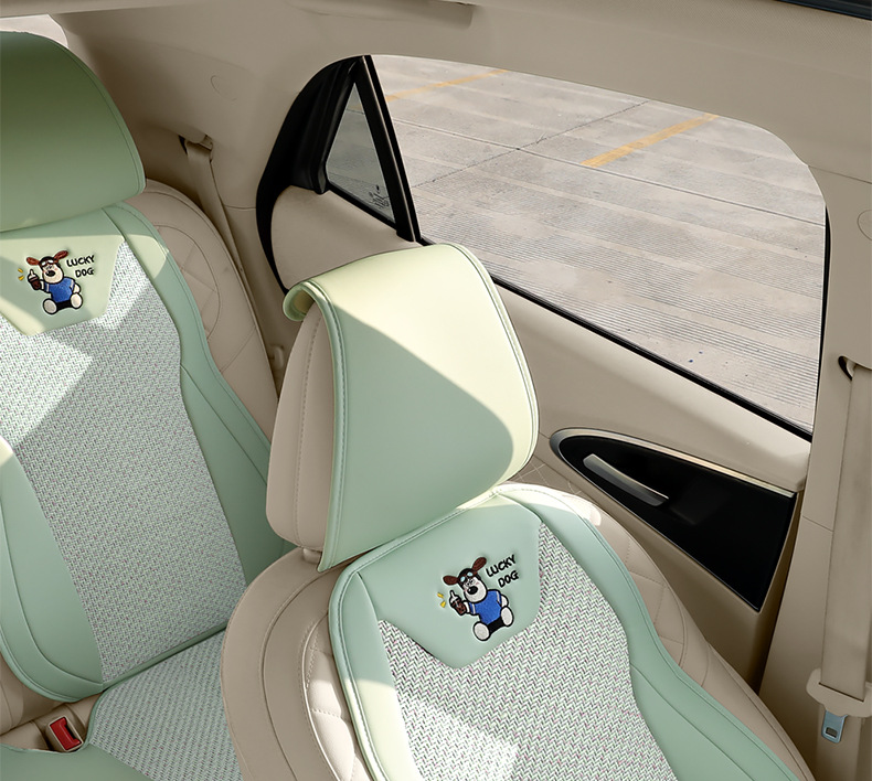 Cartoon car seat cushion half-cover summer car seat cushion breathable cool pad universal for all seasons long-sitting ice rattan