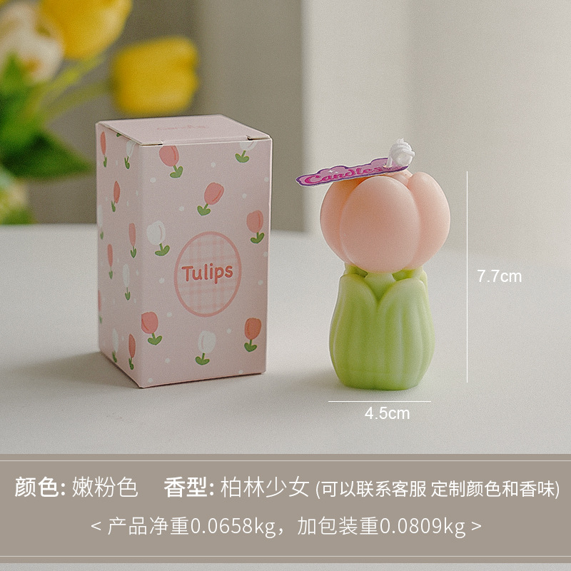 Tulipanos de cera de atmósfera, regalo de perfume artesanal, regalo de mano para el día del maestro, flores, velas en forma