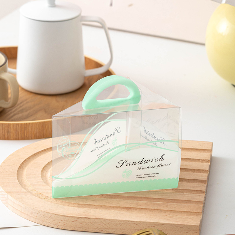 手提三角形蛋糕盒千层切块蛋糕盒子8寸烘焙慕斯打包盒透明包装盒