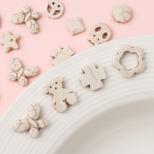 Synthetic White Turquoise Round Beads Square Beads Spacer Beads Handmade DIY Bracelet Necklace Materials Jewelry Accessories Loose Beads