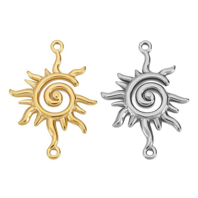 Stainless Steel Double-Hole Sun Connector Titanium Steel Pendant Connector DIY Bracelet Earring Jewelry Accessories Necklace Stainless Steel Double-Hole Sun Connector Titanium Steel Pendant Connector DIY Bracelet Earring Jewelry Accessories Necklace
