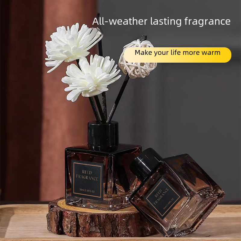 New Product Smokeless Aroma Grass Flower Square Vase Fresh Indoor Toilet Deodorizer Hotel High-End Fragrance Bamboo Diffuser