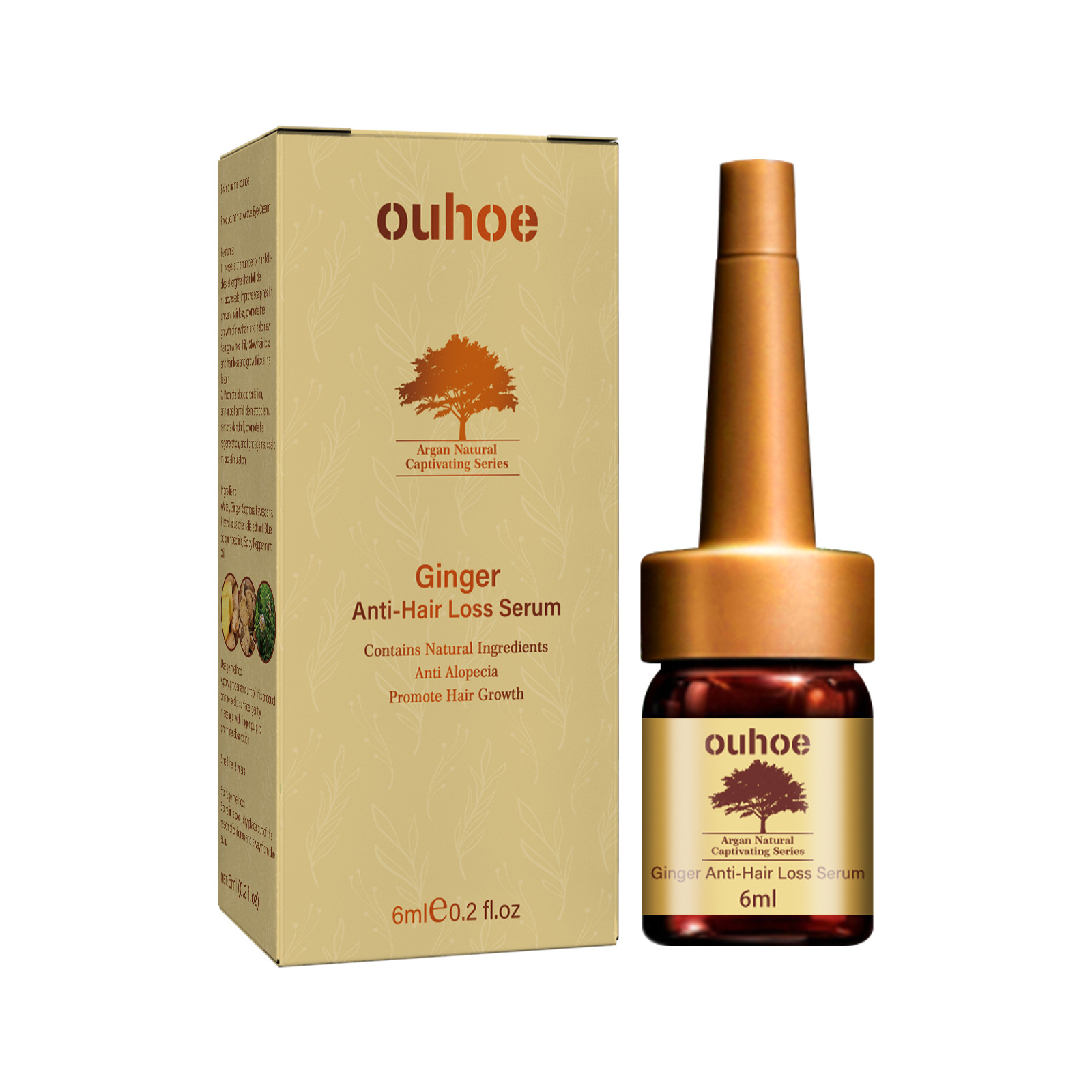 OUHOE Ingvera augšanas esence. Mitrinoša, barojoša, izturīga, atjauno matu folikulu bojājumus, sausiem, apmatotiem matiem._voghion.com