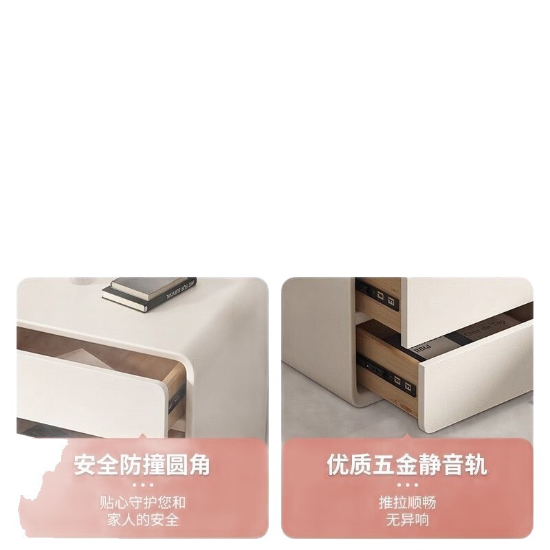 实木床头柜2025新款简约现代小型轻奢感奶油风卧室家用床边柜|undefined