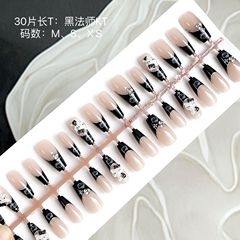 30片手工穿戴美甲黑法師KT礦石蝴蝶氣質顯白可拆卸成品美甲貼片