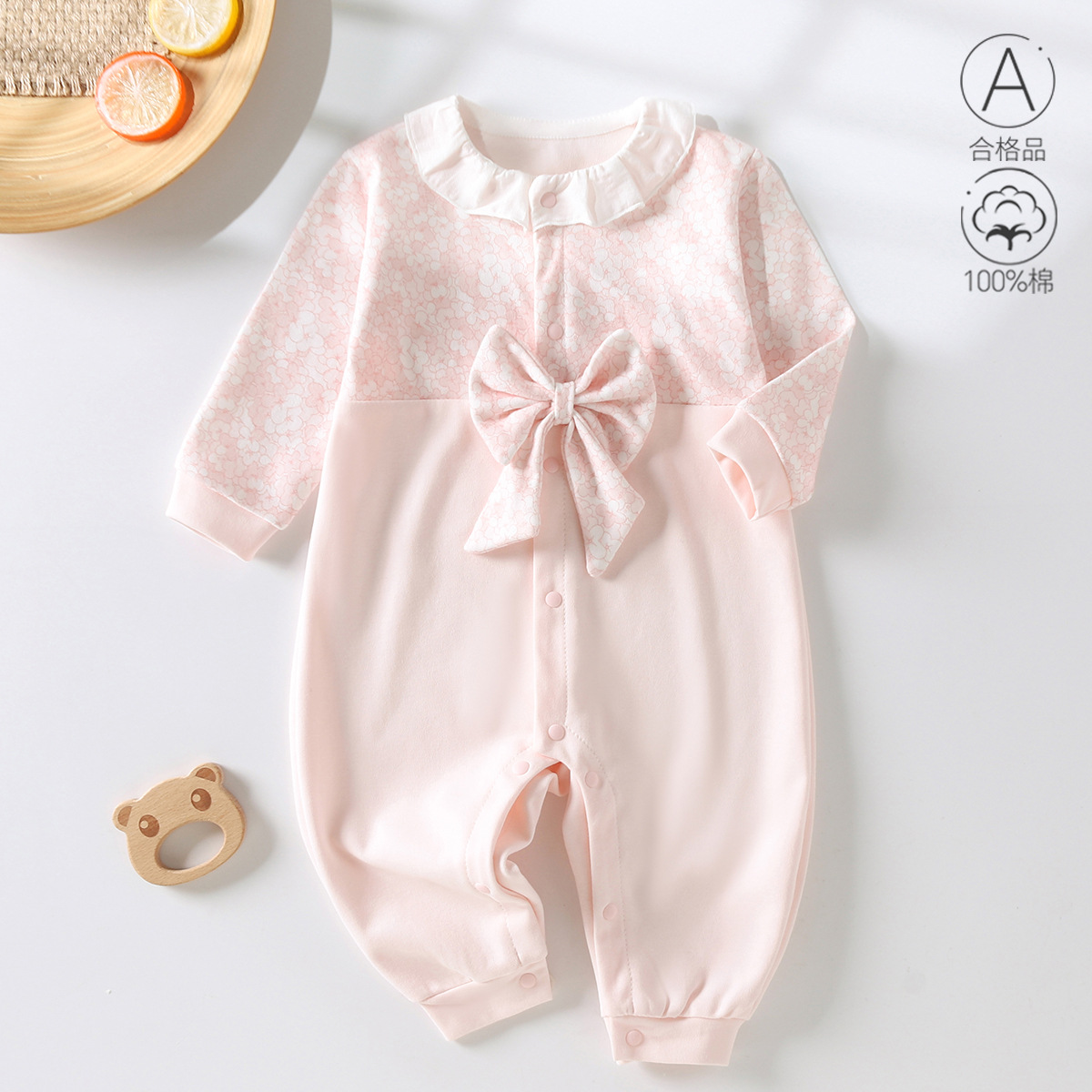 Newborn spring and autumn baby jumpsuit cute romper baby girl spring clothes infant pure cotton Class A