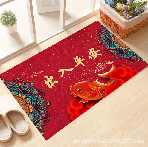 新年兔年喜庆红色玄关入户门口脚垫地垫 防滑除尘出入平安门厅垫