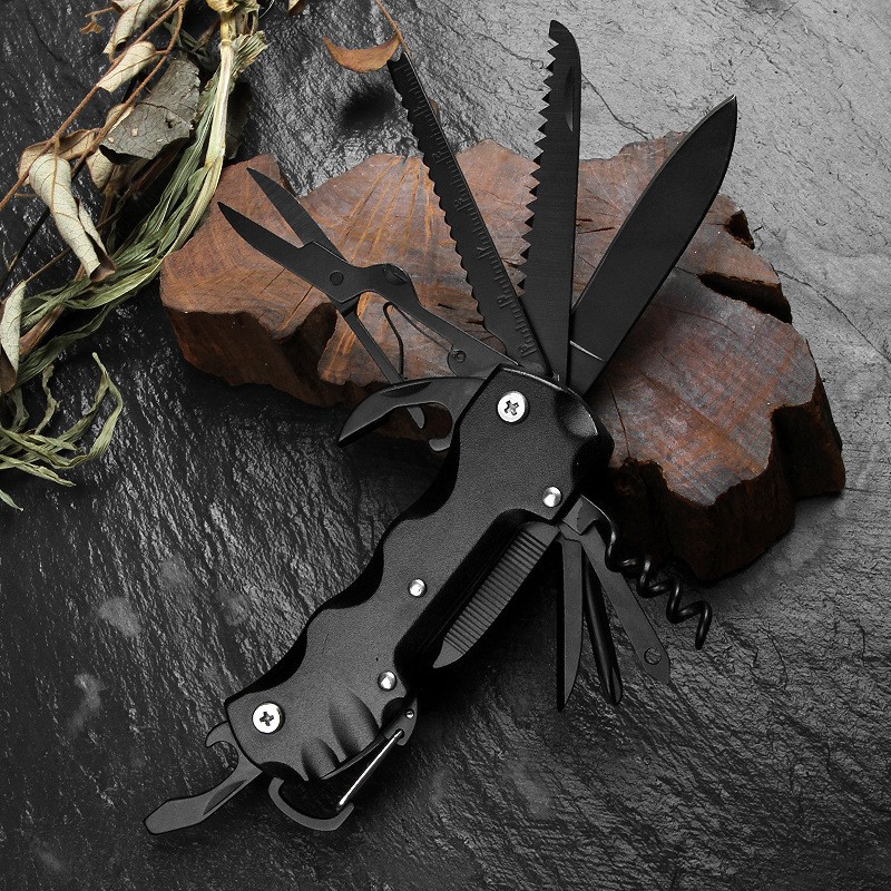 亚马逊批发户外多功能折叠刀  12开组合刀剪 便携家用维修EDC工具