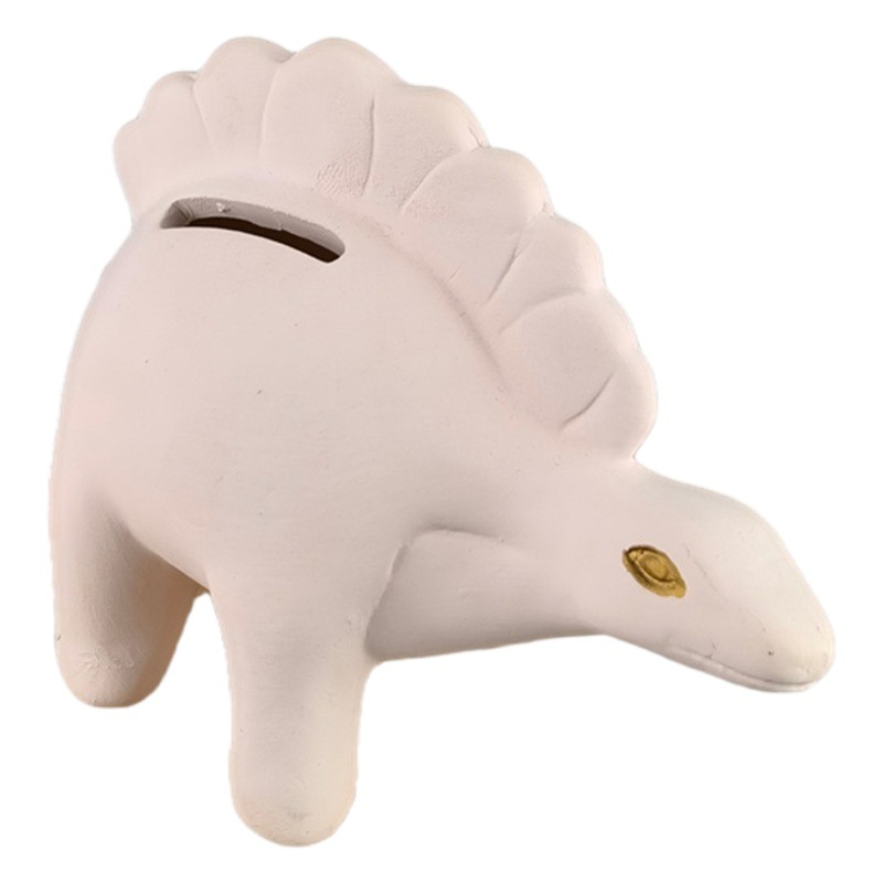 Dinosaurio de cerámica pintado blanco en blanco DIY creativo graffiti yeso dinosaurio alcancía hucha juguetes educativos