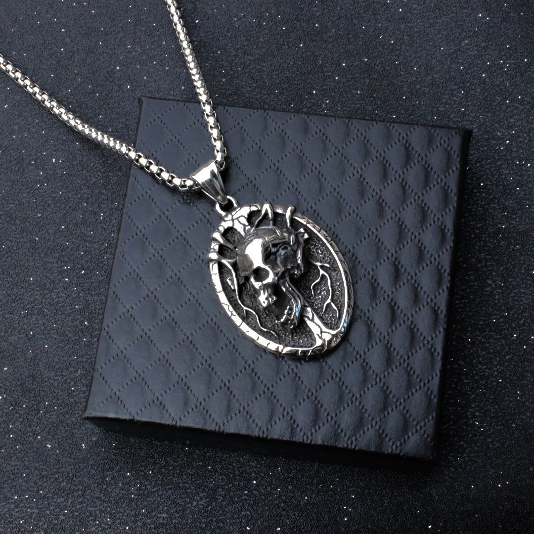 Retro necklace pearl stainless steel