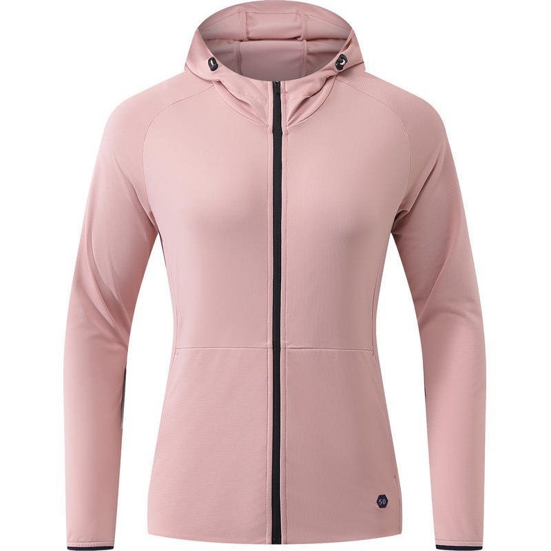 Nueva ropa de protección solar para correr y fitness para mujeres de primavera y verano al aire libre, ropa de piel deportiva con cremallera completa ligera y transpirable de secado rápido