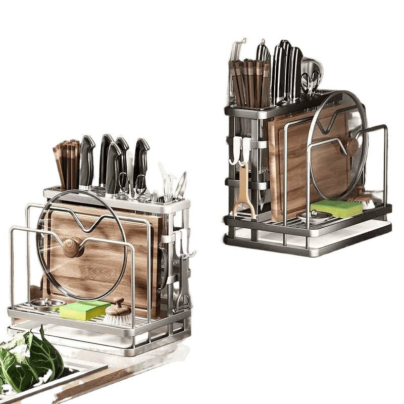 Estante de cuchillos de cocina palillos jaula estante de almacenamiento de objetos estante de tablero de corte multifuncional de mesa doméstico estante de almacenamiento integrado de cuchillos de tablero de verduras