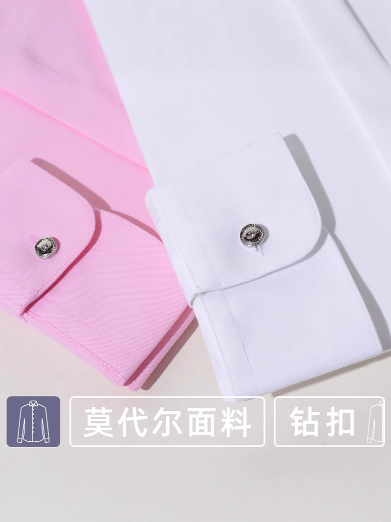 Camisas blancas bordadas personalizadas de amor para hombres de manga larga sin quemar boda de negocios camisa rosa para hombres