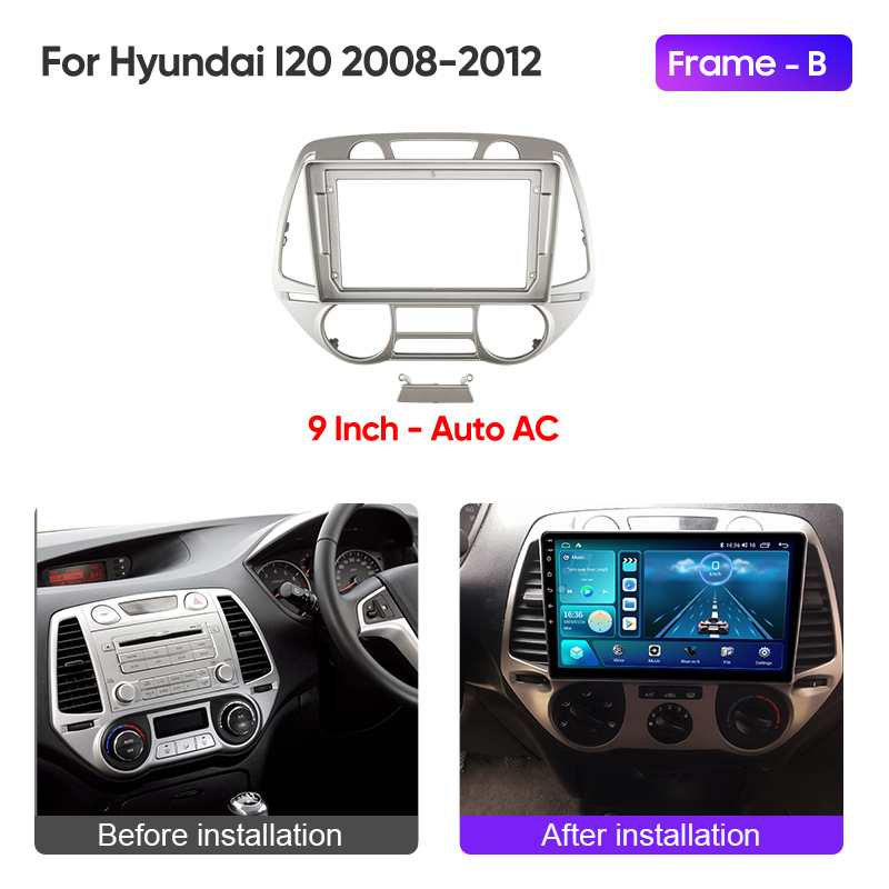 Car Central Control Large Screen Navigation Silver Face Frame Versatile Frame Modification Panel Suitable for Hyundai/I-20 Hyundai