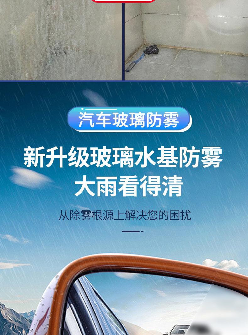 Glass Anti-Fog Agent, Car Water Repellent, Front Windshield Anti-Fog Spray, Rearview Mirror Rain Repellent, Defogging Spray