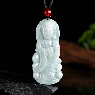 Natural Burma a Goods Jade Station Guanyin Glutinous Jade Pendant Guanyin Bodhisattva Pendant Yu Pei Men's Wholesale