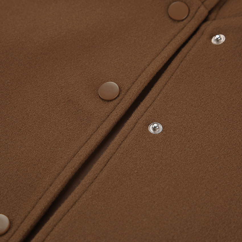 Damenbekleidung 2024 Winter neuer Maillard-Wollmantel in Braun, verdickter mittellanger Wollmantel mit Stehkragen_voghion.com