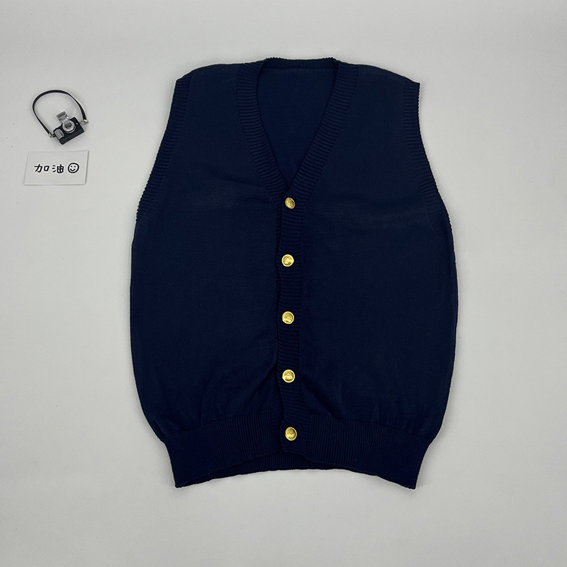 오리지널 JK 유니폼 가을과 겨울 스웨터 단색 학술 스타일 니트 조끼 소녀 학교 버튼 조끼 스웨터