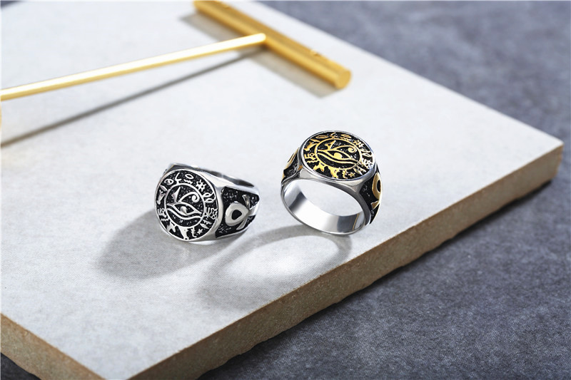Titanium Steel Material Devil's Eye Pattern Retro Devil's Eye Titanium Steel Unisex Rings