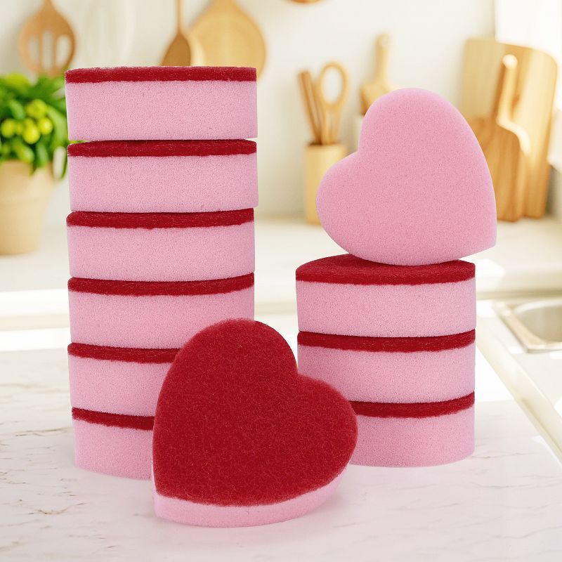 Korean-Style Cute Wine Red Heart-Shaped Sponge Dishcloth, High-End Dishwashing Towel, Absorbent Pot Brush for Kitchen Cleaning Korean-Style Cute Wine Red Heart-Shaped Sponge Dishcloth, High-End Dishwashing Towel, Absorbent Pot Brush for Kitchen Cleaning
