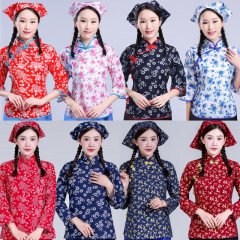 阿慶兄嫁砕花採茶女村姑服民族舞踊花服古着農村レトロ表演出衣装