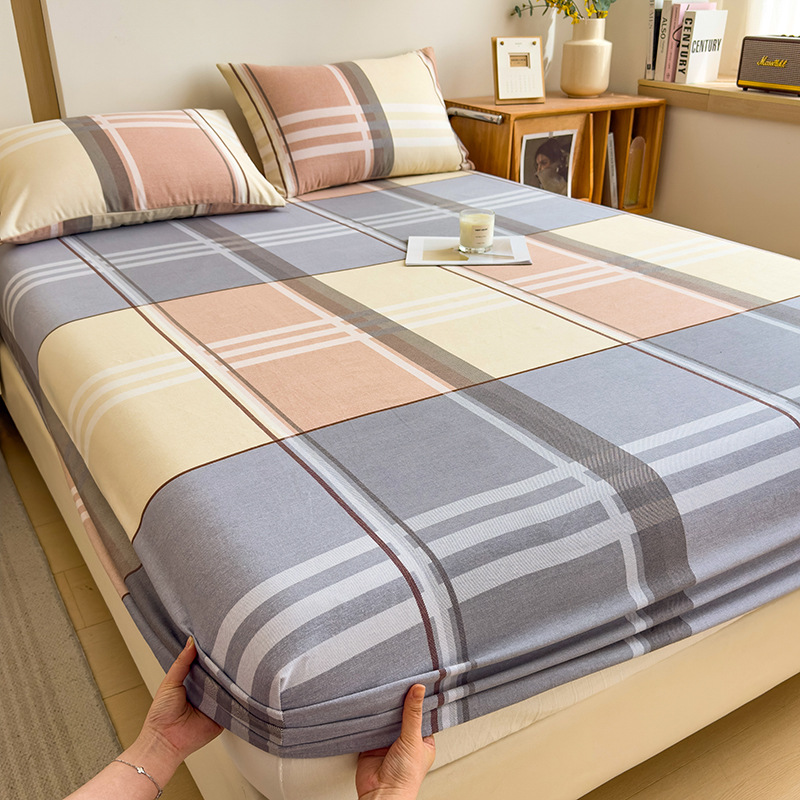 Funda de cama cepillada de algodón cubierta protectora de colchón de una sola pieza 2024 nueva funda de cama impresa para una sola persona para todas las estaciones