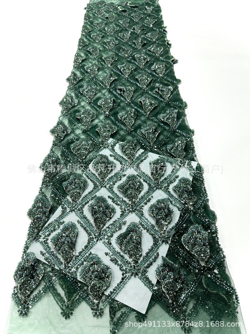 Multicolor calcomanías cuentas esquinillas bordadas tela de bordado de encaje pesado vestido de boda tela de vestido de alta definición