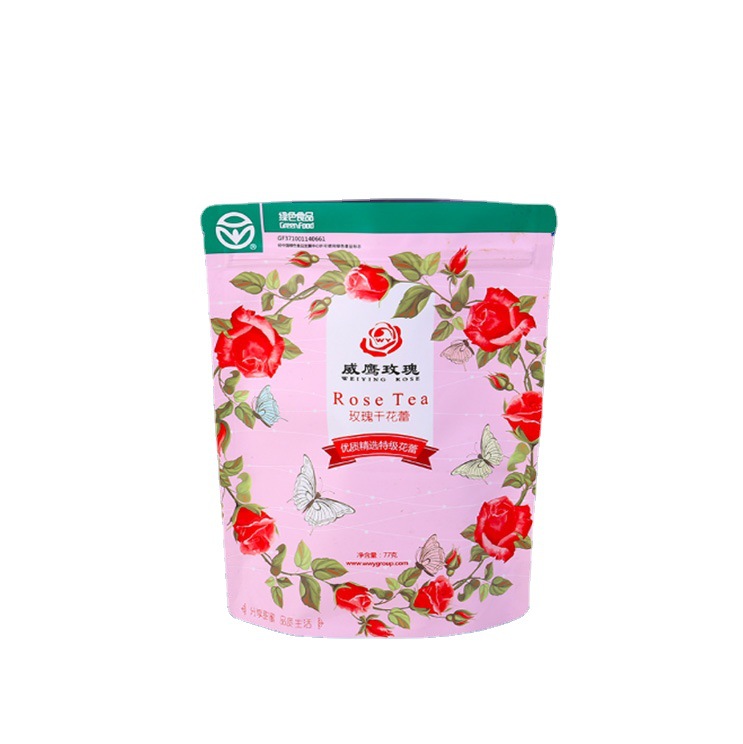 玫瑰干花蕾自立复合食品塑料包装袋子花茶叶zipper plastic bag