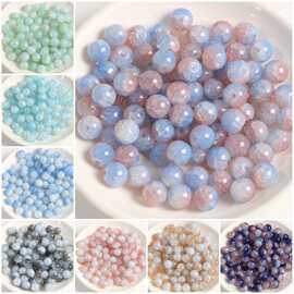 10mm蛋白玉碎琉璃珠玻璃珠子diy手链项链手串饰品材料水晶散珠