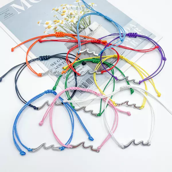 New cross-border wave lightning hand rope hand woven waterproof bracelet for men and women adjustable bracelet jewelry wholesale