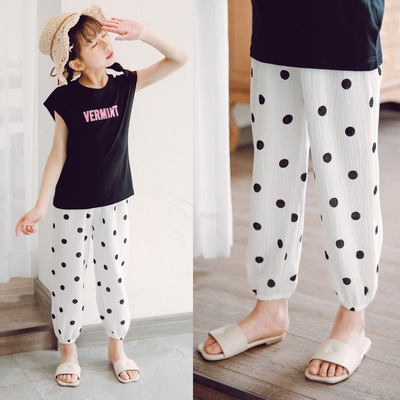 2021儿童防蚊裤 男女童棉麻儿童哈伦裤 透气童裤 运动休闲儿童裤