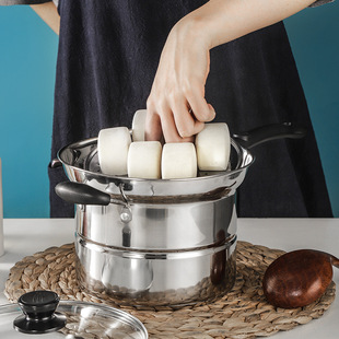 Factory Direct Sales Stainless Steel Multifunctional Noodle Pot Household Frying Pan Three-Piece Set Noodle Pot Central and South Asian Noodle Pot