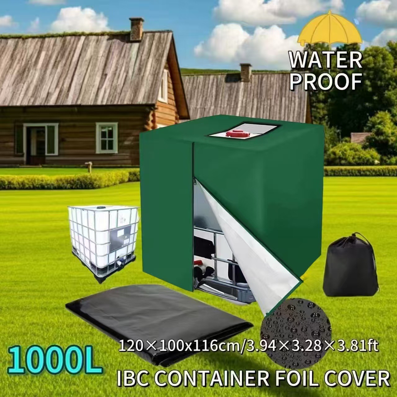 Transfronterizo IBC tonelada cubierta de tanque de agua al aire libre gruesa tela oxford impermeable tanque de almacenamiento de agua protector solar cubierta protector de polvo personalizada