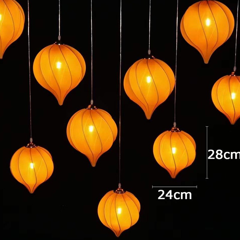 Nueva lámpara de techo LED de boda, linterna mágica de cinco cabezas, decoración de tela, accesorios de salón de bodas creativos