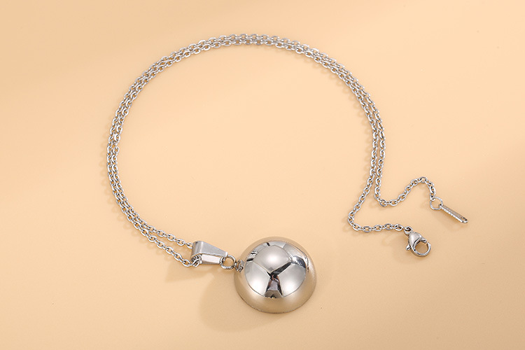 In Stock Wholesale European and American Simple Trendy Stainless Ornament round Beads Necklace and E