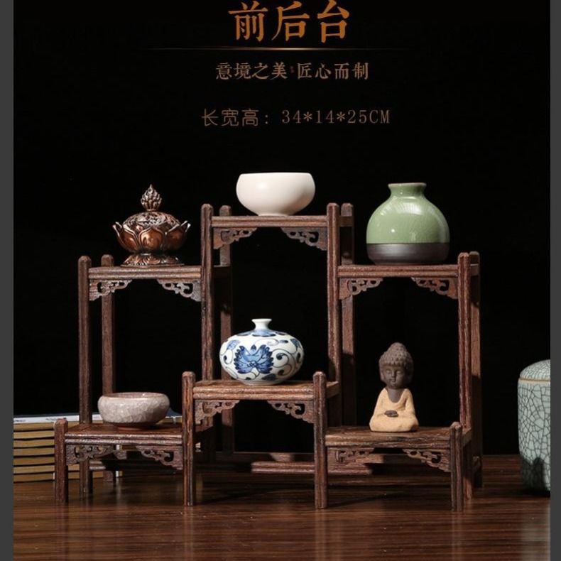 鸡翅木博古架红木多宝阁实木储物架摆件展示架家具小型仿古工艺品