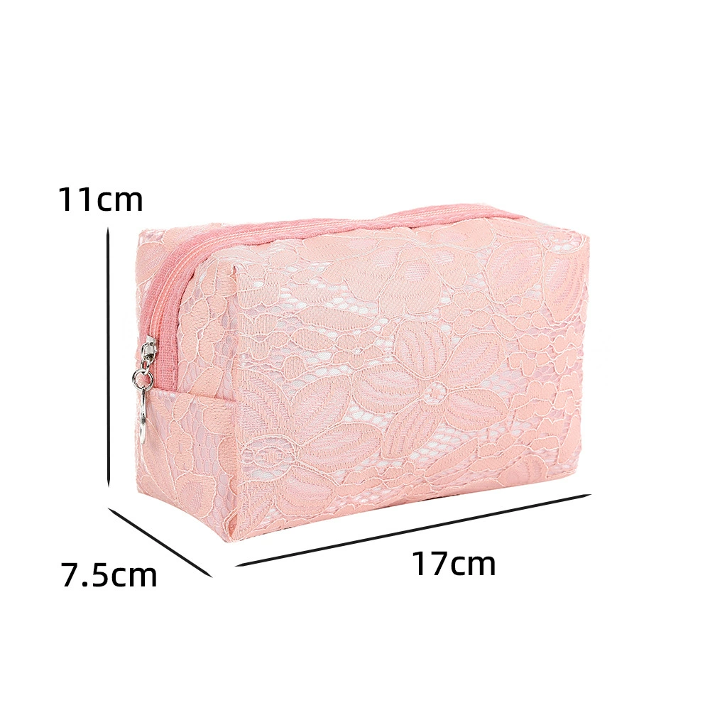 Дорожная косметичка из полиэстра с кружевом, ручная 17×7,5×11 см, лёгкий