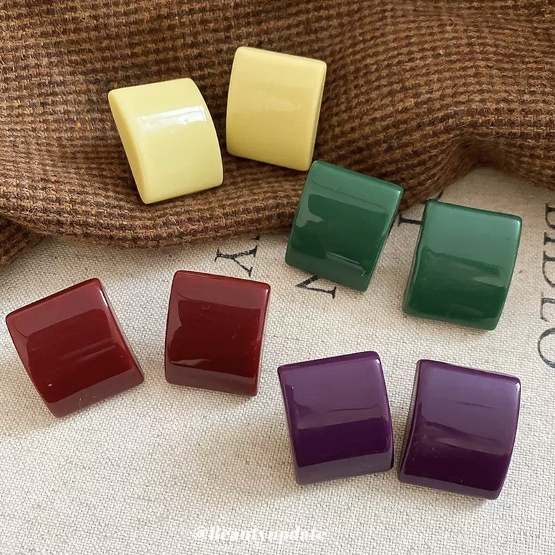 银针树脂方形秋冬新款耳钉时尚简约气质耳环耳坠小众设计感耳饰女|undefined