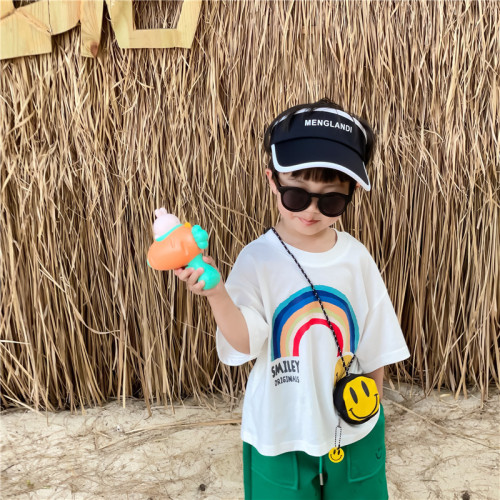 Children's crossbody bag ins style Korean version cute smiling face hanging neck small bag men and women boys decorative children's bag