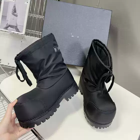 European and American Style 23 New Winter Waterproof Anti-Slip Short Boots Ski Men's and Women's Snow Boots Thick Sole Heightening Big Toe Shoes