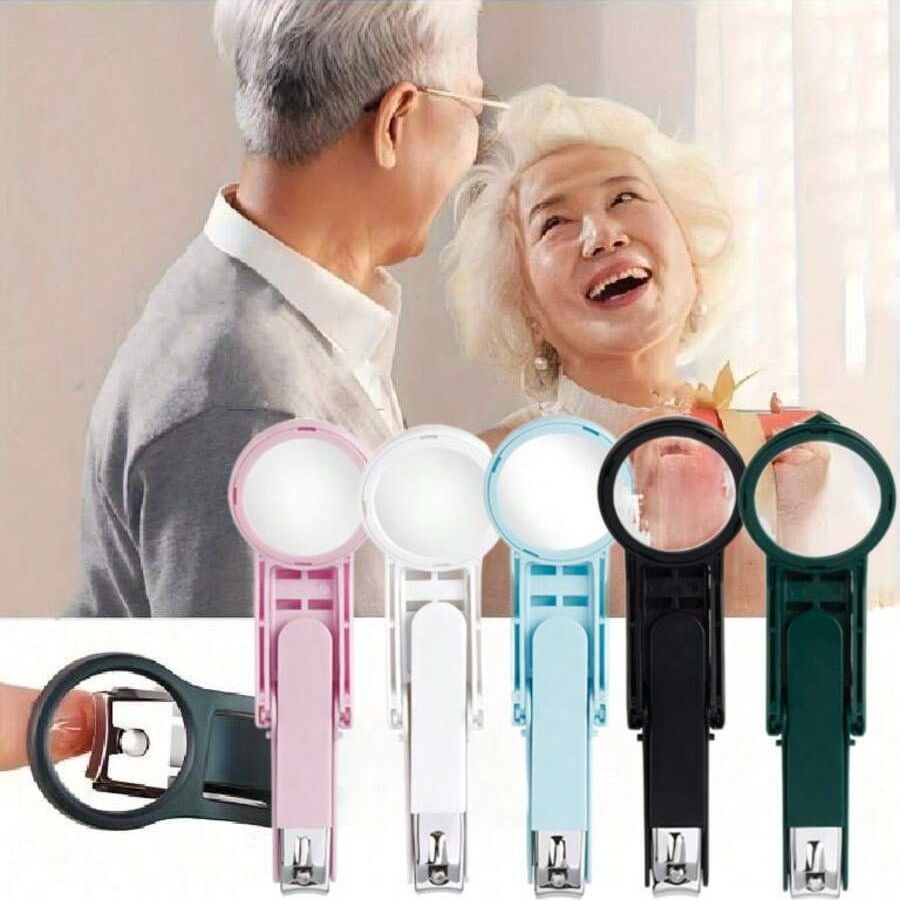 Magnifying Glass Nail Scissors Stainless Steel Anti-Splash Nail Clippers Special Magnifying Glass Manicure Scissors for the Elderly and Children