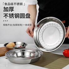 不锈钢盘子圆盘平底浅盘菜盘家用餐盘小碟子圆形家用铁盘子深盘