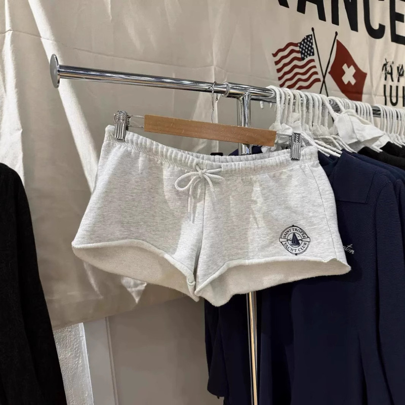 Bm Style American Casual Sailboat Print Sports Shorts Women's Bm Drawstring Hot Pants Versatile Comfortable Home Pants