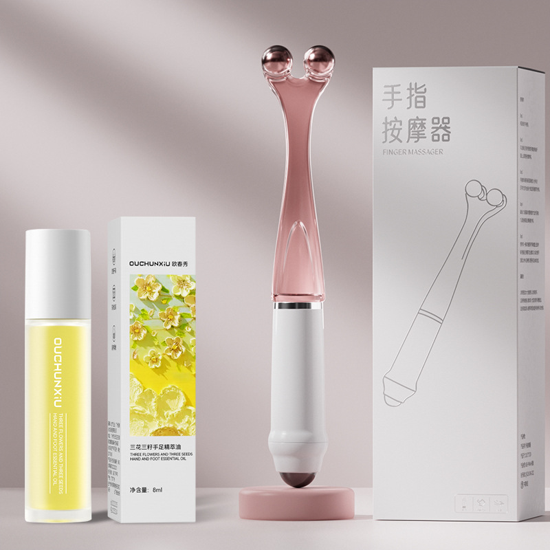 masajeador de rueda de dedo 4 abrazadera de perlas magnéticas masajeador de articulaciones de dedo tigre boca mano de cáñamo blanqueamiento mano delgada 5 perlas masajeador varilla