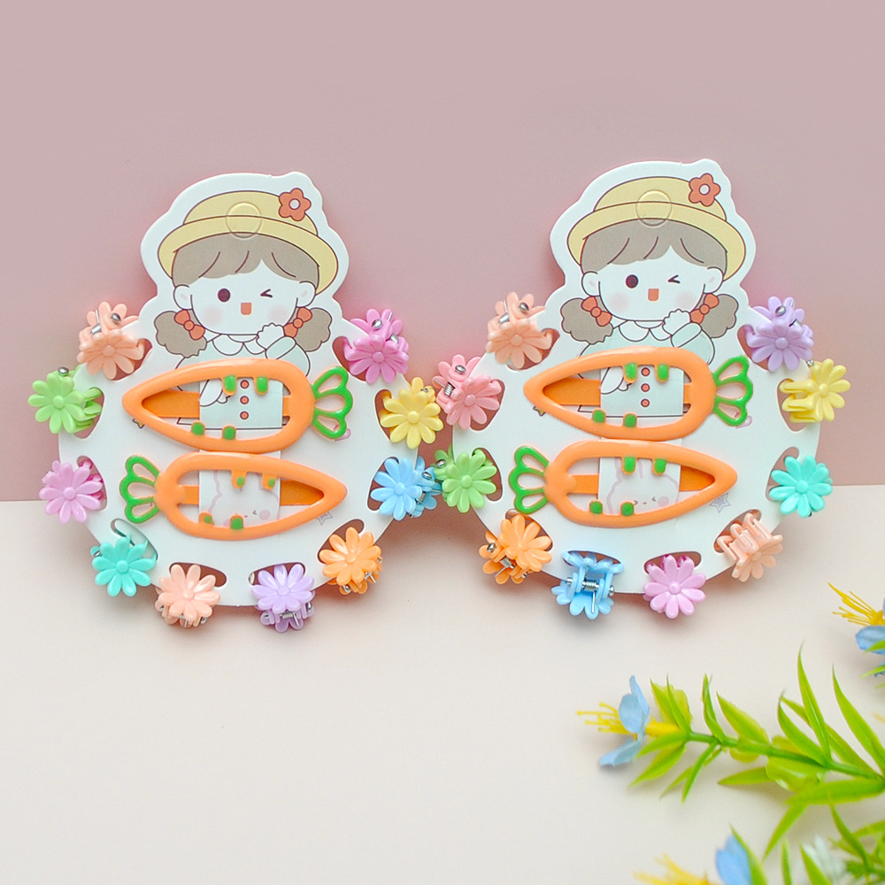 Flores de niños pequeños clip de agarre adorable BB clip conjunto clip de pestaña color caramelo acabador de cabello cortado lateral tarjeta de cabello de niña