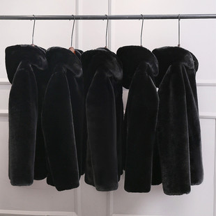 Haining 2025 Autumn and Winter Men's Imitation Mink Fur Outwear Short Hooded Imitation Fur Large Size Business Men's Clothing
