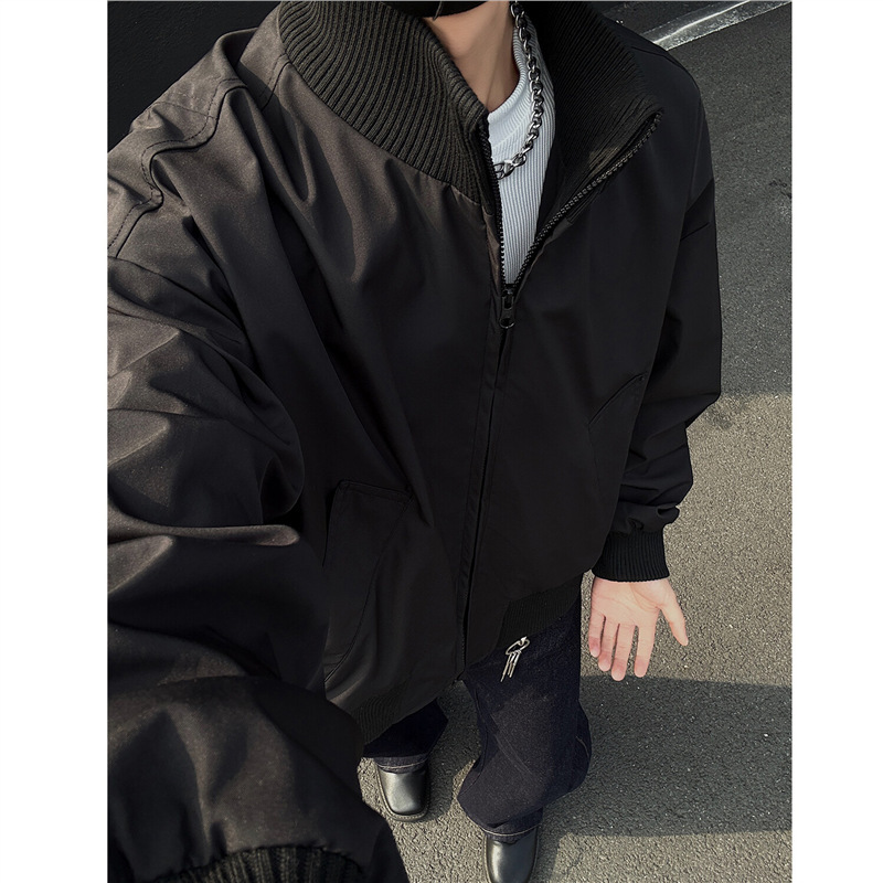 军绿色飞行夹克男女春秋cleanfit美式短款棒球服外套宽松立领上衣|undefined